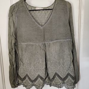 NWOT Altar'd State Green Lace Blouse